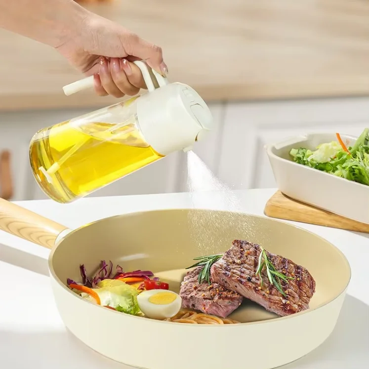 2 in 1 Oil Mister Cooking Glass Spray Oil Bottle Control Container Vinegar Dispenser Food Olive Oil Sprayer for Kitchen Cooking