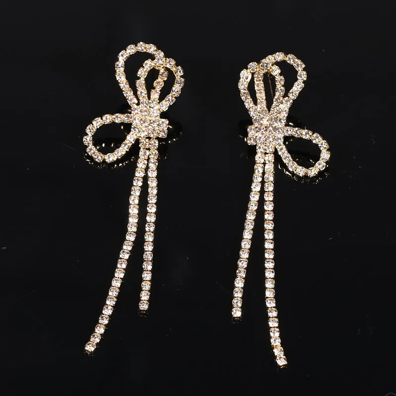 New Luxury Rhinestone Crystal Long Tassel Earrings For Women Party