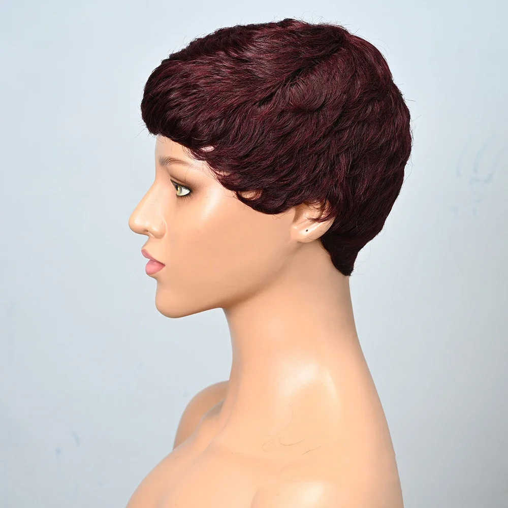 Kurze Bob Echthaarperücke Pixie Cut Brasilianisches Remy Haar_voghion.com