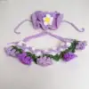Purple lily of the valley bib, purple flower hat
