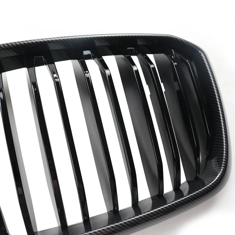 double banner carbon fiber gloss black front grille abs front bumper grille for bmw x3 g08 2021-4