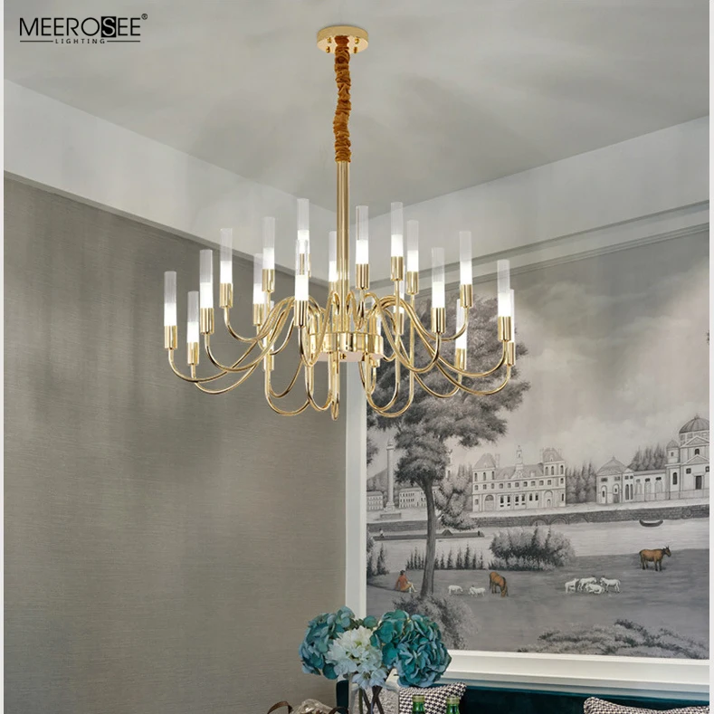 Meerosee Bamboo Light Chandeliers Gold Plated Iron Chandelier Lustres Modernes Contemporary Lighting MD86811