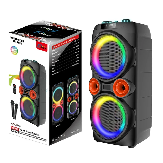 Sing-E ZQS10218 Mini Wireless Portable Speaker High Power RGB LED Lighting Karaoke Trolley Performance Speaker Parties Outdoor