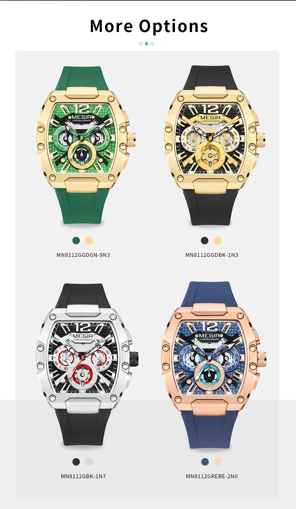 Hot Sale Megir 8112 Original Brand Big Dial Chronograph Quartz Watches Luxury Men Outdoor Sport Wrist Watch Relojes Hombre