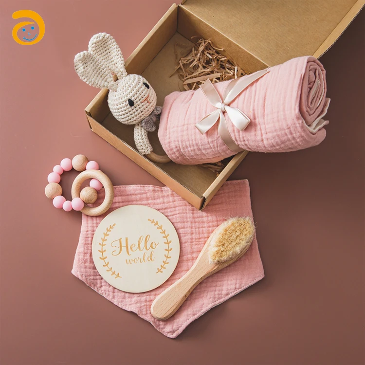 100% Organic Cotton Crochet Teether Cute Giraffe Baby Teether Toys Newborn Baby gift teether set