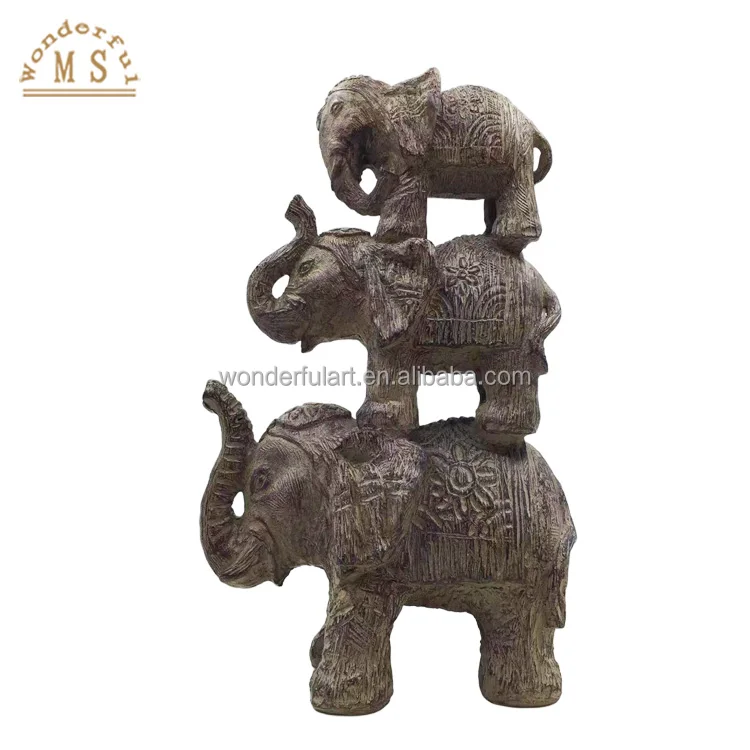 customized resin anime animal yellow standing elephants small statue figurines sculpture souvenir gifts toy for home decoration