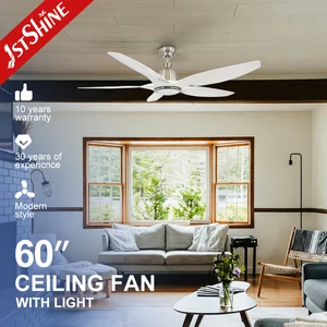 1stshine LED Ceiling Fan White ABS Blades 3 Color Lighting 60 Inches Big Indoor Ceiling Fan Light