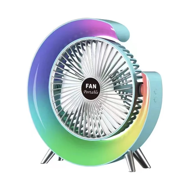 New USB desktop fan colorful running horse lamp air circulation fan home dormitory large wind desktop electric fan