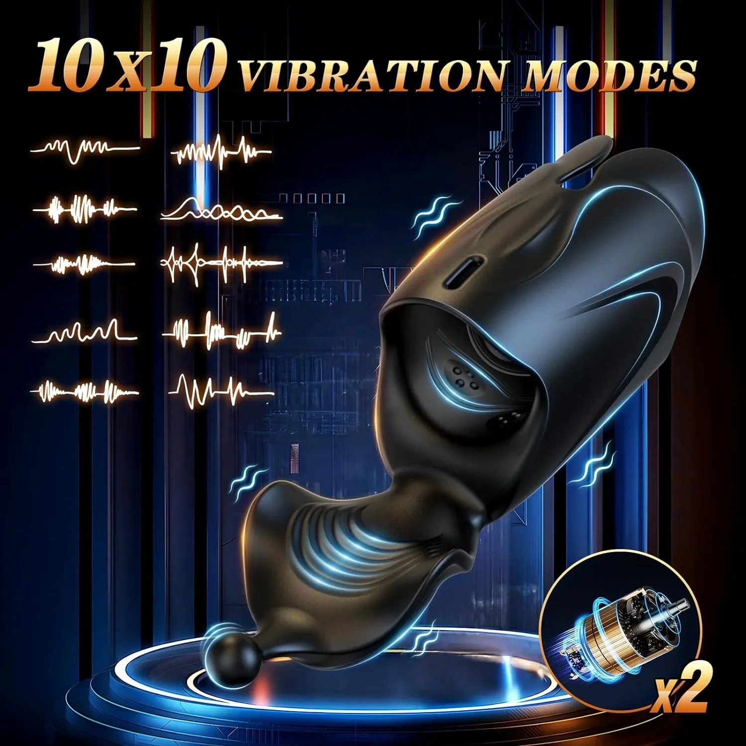 Automatic Double Action Male Masturbator 10-Mode Vibrating TPE Stroker Glans Penis Trainer Stimulator Sex Toy