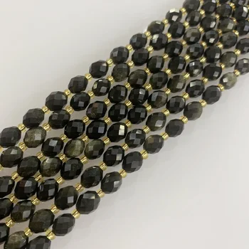 6X8mm Natural Golden Obsidian Beads Oval Shape Faceted Loose Beads DIY for Bracelet Necklace Earrings Pendants Accessories