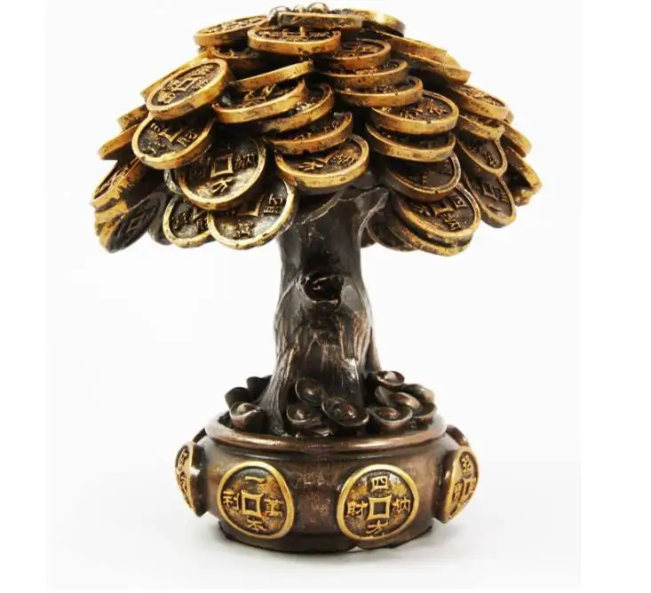 Feng Shui Gold Tree Statue Golden Money Coin Tree of Wealth and Abundance Decor Talisman Figurine