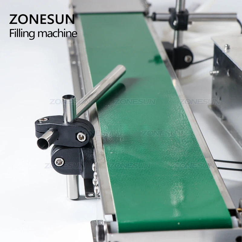 ZONESUN Small Scale Digital Plastic Bottle Soft Drink Juice Perfume Essential Oil Liquid Filling Machine With Conveyor