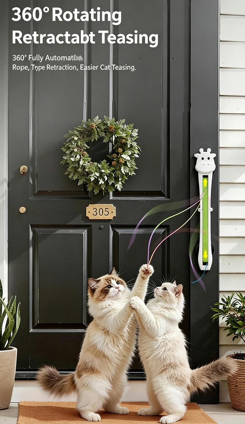 product new automatic hanging door cat rope toy interactive electric swing string exercise teaser machine for indoor cats-7