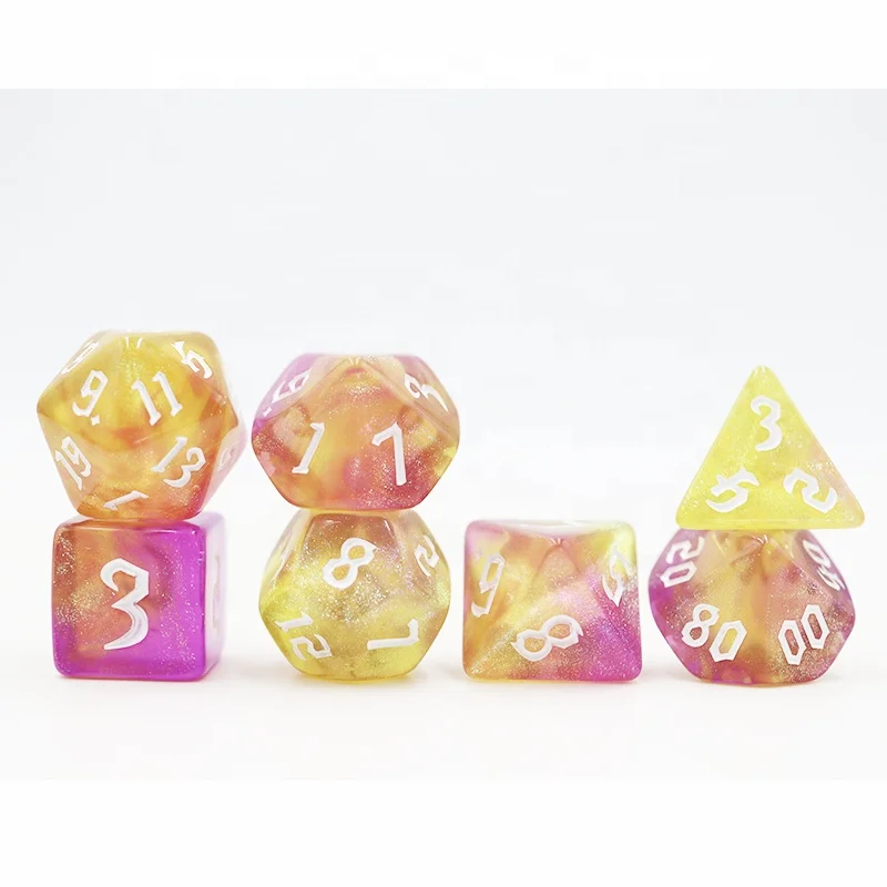 Daus acrílics RPG polièdrics personalitzats amb glitter de drac de 16 mm per a jocs D&D Dungeons and Dragons