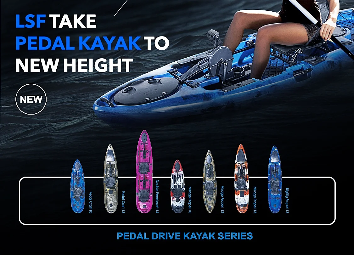 13ft Plastic Sit On Top Free Hands Foot Pedal Drive Fishing Kayak With