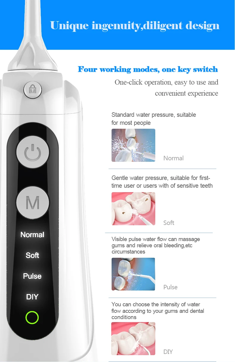 Cordless Dental Electric Flosser High Speed water Spray Oral Irrigator