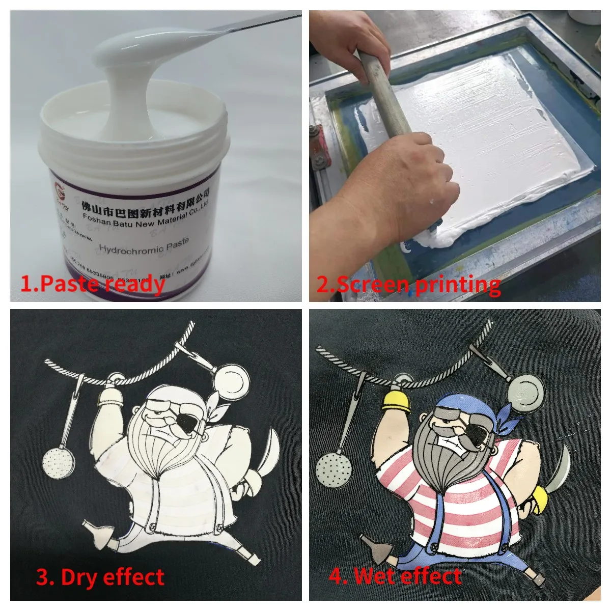 Hydrochromic Paste Rubber Screen Printing Ink for Print Color Change in Water
