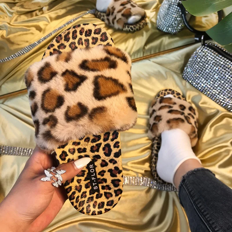 New Arrival Quality Open Toe Bedroom Home Outdoor Soft Cozy Fancy Pvc Flats  Fluffy Fur Leopard Slippers For Women - Buy Fluffy Slippers For Women,Fur  Slippers Women,Home Slippers For Women Product on