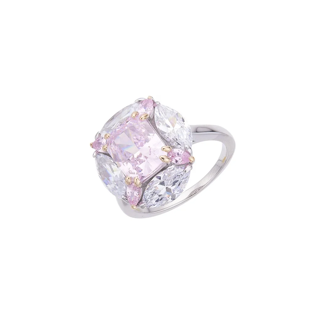 Pink Style Dress Jewelry Brass Ring square Shaped Ring Suitable for Cute Girls Korean Fashion Jewelry Pink Style Dress Jewelry Brass Ring square Shaped Ring Suitable for Cute Girls Korean Fashion Jewelry