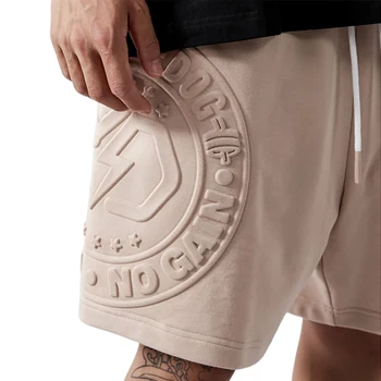 OEM Custom 3D Embossed Logo Shorts Mens Short Set 100% Cotton French Terry Tech Fleece Shorts For Men