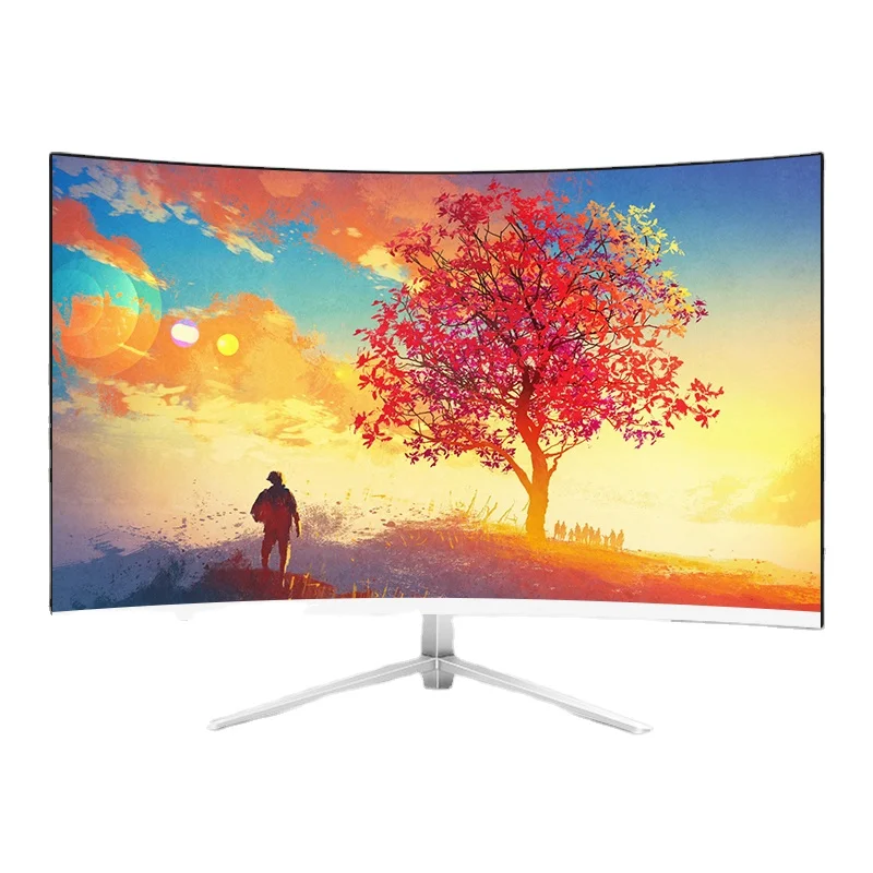 24" Curved HD Display With Built-In Speakers Monitor