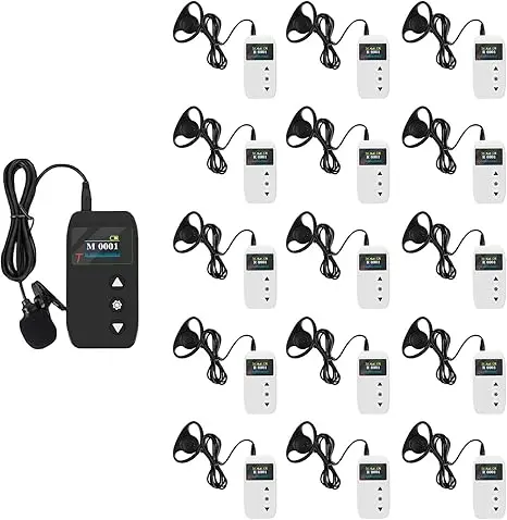 Wireless Tour Guide System with 2 Mic AUX Ports 328ft Range Church Translation System for Schools Museums Churches