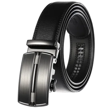Men's Business Style Belt Black Brown Red White Leather Strap Male Waistband Automatic Buckle Belt