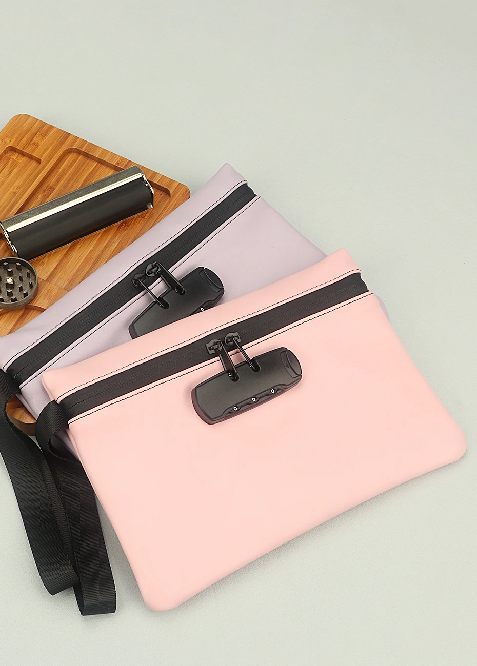 Firedog Custom Smell Proof Bag With Combination Lock Pu Leather Carbon