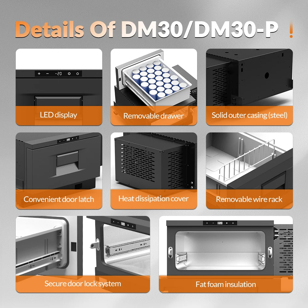 Alpicool DM30 Small Capacity Steel Freezer AC DC Compressor Cooler Box Sturdy Truck Van RV Fridge Portable Car Refrigerator