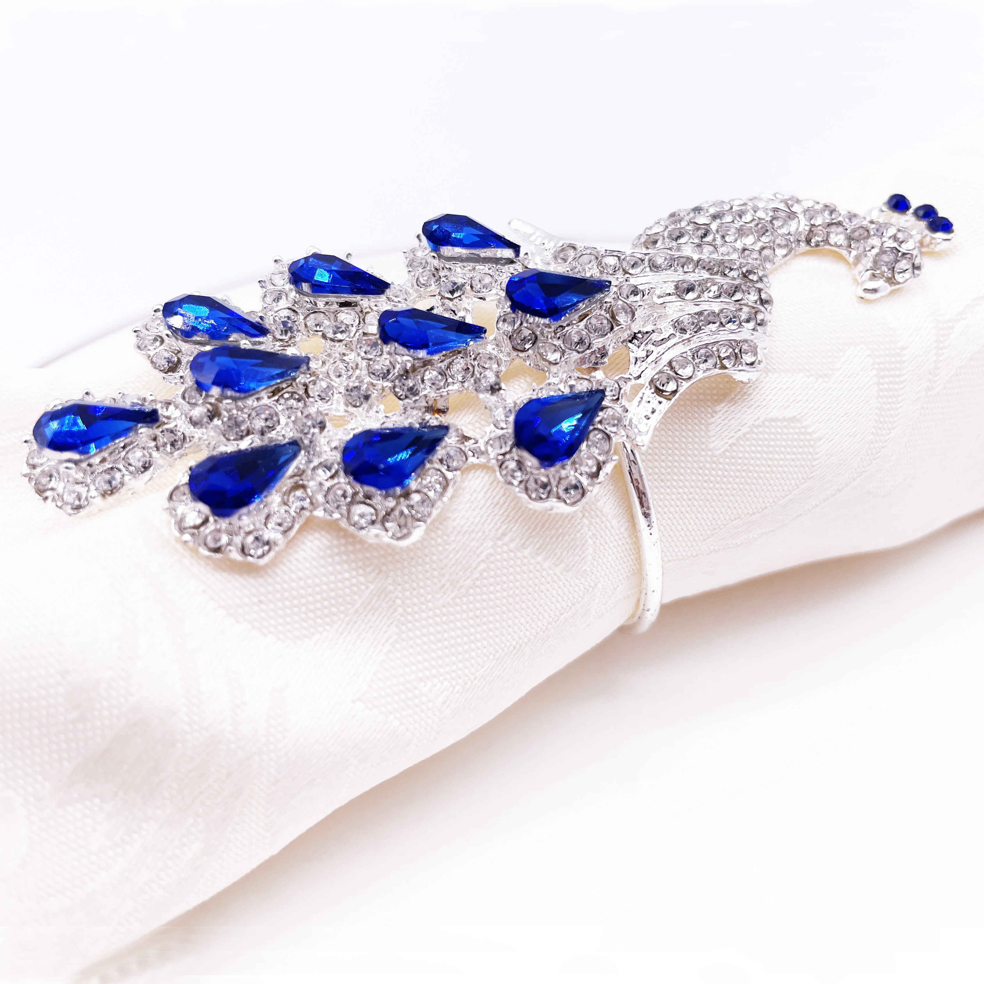Joyindecor Set Of 6 Peacock Napkin Rings — Vintage Crystal & Metal Holders For Weddings, Holidays & Dinner Parties