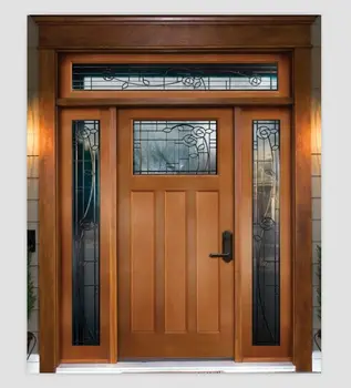 Luxury solid wood sound proof external doors with transom
