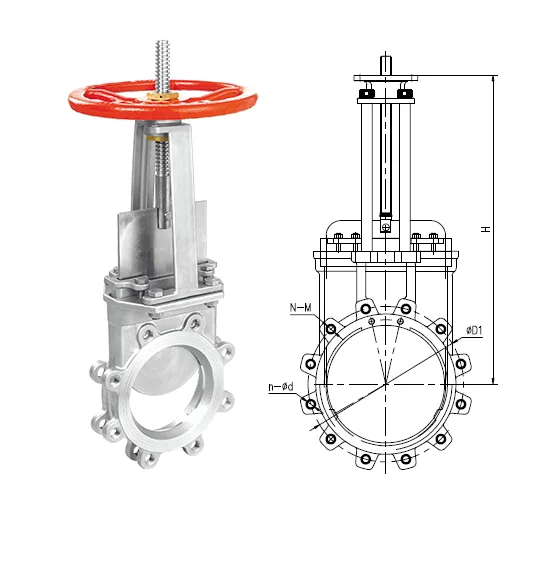 A351 CF8 CF8M Stainless Steel J92600 J92900 Manual Hand Wheel Knife Gate Valve Wafer 