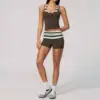 Brown Stripe Shorts Set