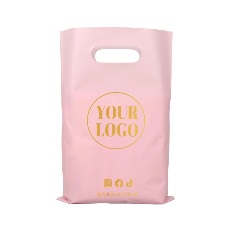 Custom Printed Pink Retail Grocery Bags Recycle Plastic Packaging