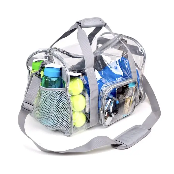 Source Factory OEM white transparent travel clear pvc duffle bag