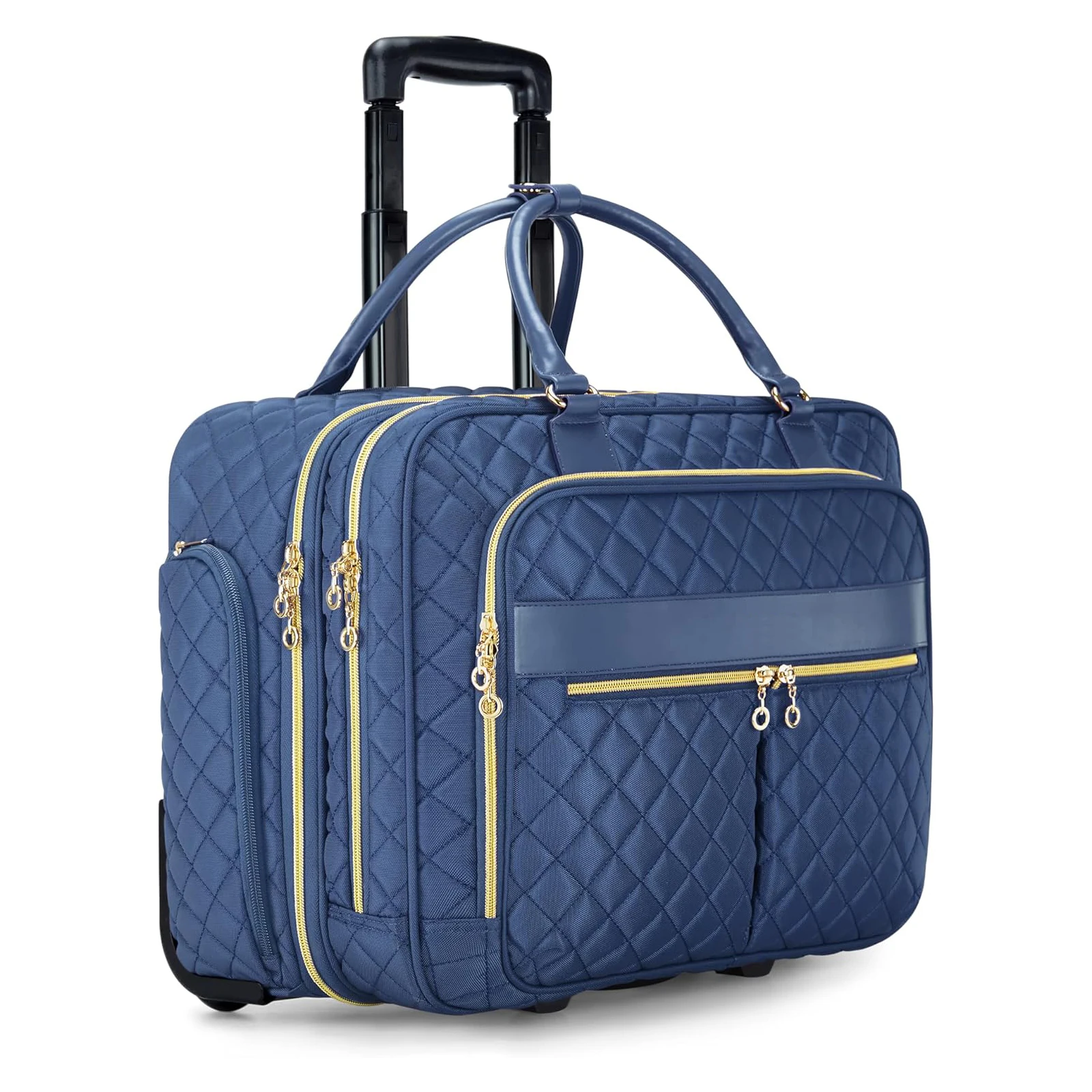 LIGHT FLIGHT Borsa per computer portatile con rotelle per donne, borsa per computer con ruote, custodia per il trasporto in viaggio, lavoro, affari, Nero - 39 cm, 15.6 Inch