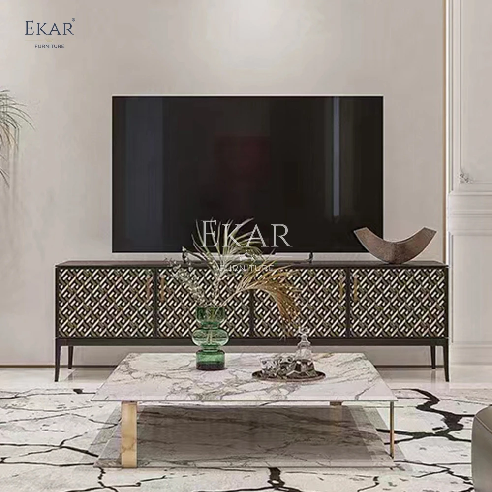 product ekar furniture modern midnight black solid cast aluminum tv cabinet for living room bedroom hotels and bars-60