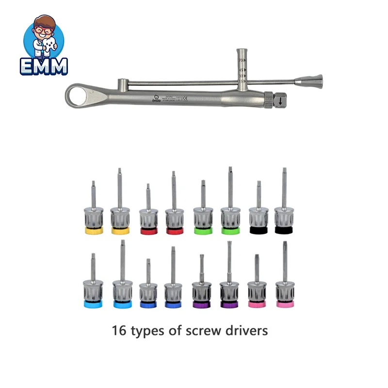 Universale Instrumentum Dentalium pro Implantis, Scalpella Torquentia et Claves Torquentes 203A5 pro Tractatione Dentali.