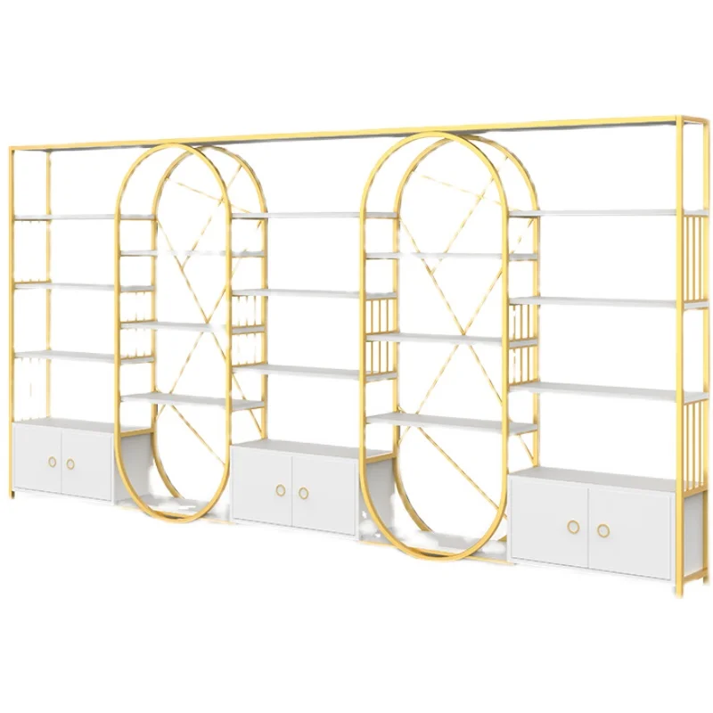 Foshan Meicheng Factory Designed Beauty Shop Nail Salon  Products Display Shelf Cosmetic Shop Show Cabinets With Lights