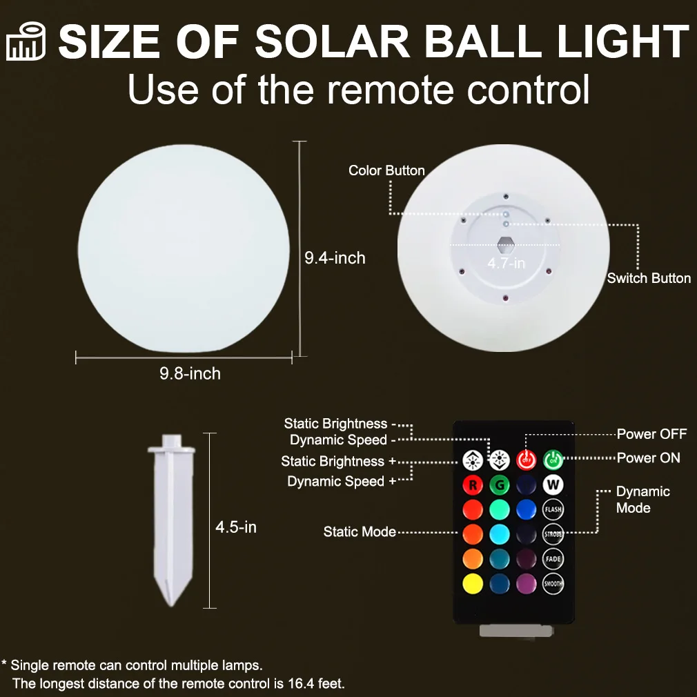 food grade pe material explosion proof anti fall dual mode dimming 40cm led ball  kids playground safety ambient light-2