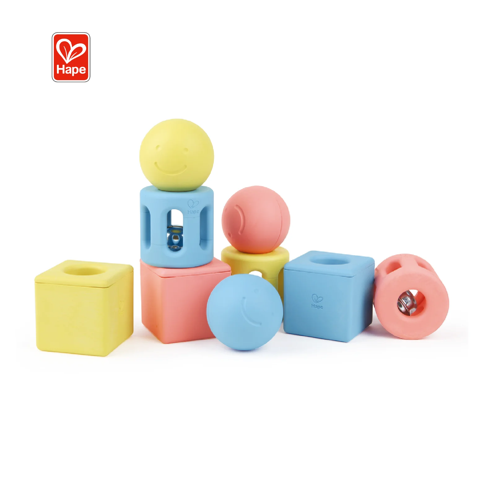 HAPE безопасный материал на рисовой основе Геометрическая погремушка коллекционная игрушка для 0 м +