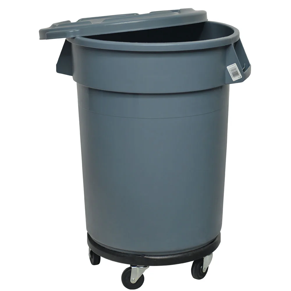 Heavy duty pommercial round plastic janitorial garbage bin dollies wheel trash can  dolly supplier