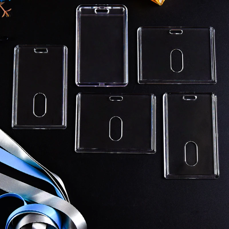 Eco Friendly Crystal Acrylic Id Card Badge Holder Rigid Plastic