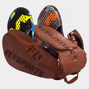 Custom Logo Padel Racket Bags Weatherproof Pu Leather Pickleball Paddle Bags Sports Racquet Duffel Bag With Shoe Compartment