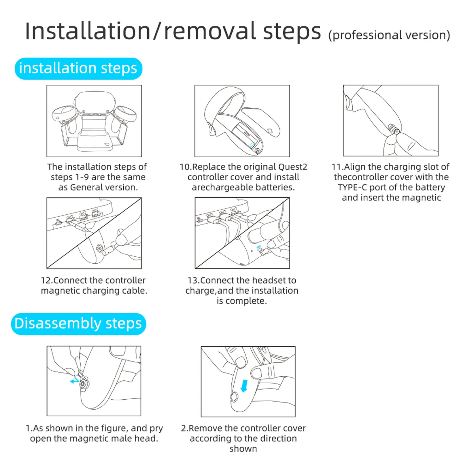 Enhanced Charging Dock with LED Light for Quest 2, [Support Elite Strap