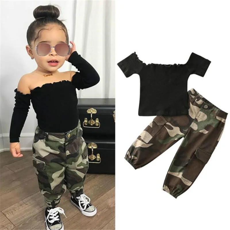JUTOO 2019 Ropa de niños Toddler Kids Baby Girls Outfits Ropa Impresión T-Shirt Tops Shorts Pants Set 