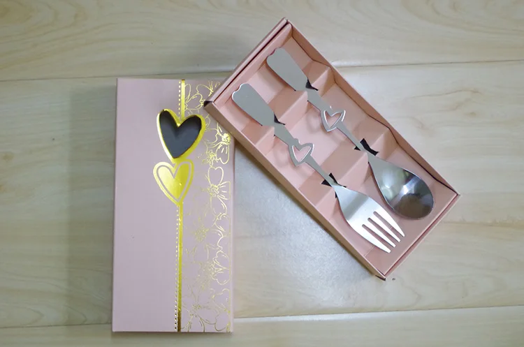 Most Sold Heart Shaped Spoon and Fork Set Wedding Favors Gifts for