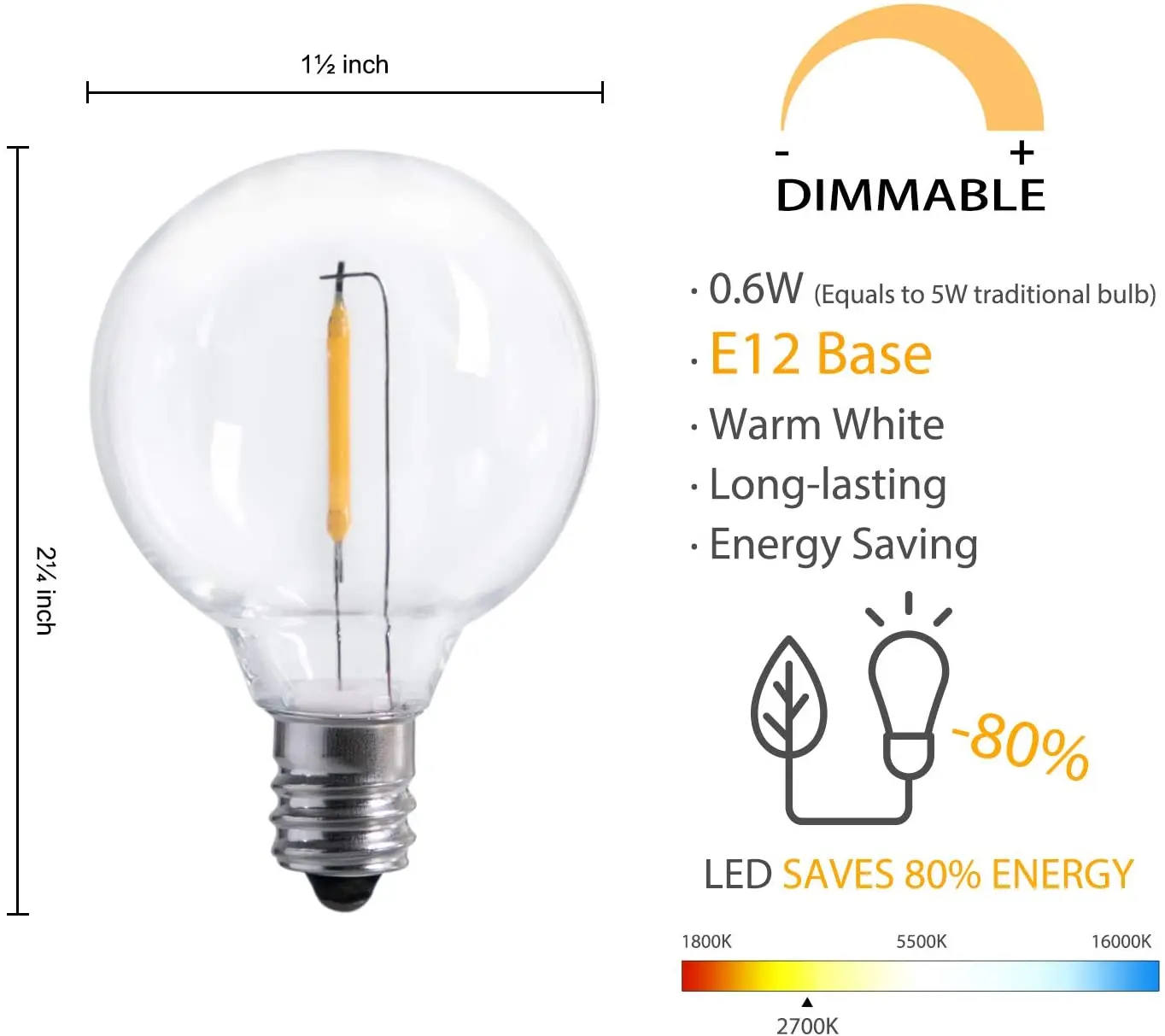 5V 24V 110V 220V Led Bulb 20 Pack E12 G40 Waterproof Light Bulbs Warm White Filament Lamp for String Lights Outdoor Decoration 5V 24V 110V 220V Led Bulb 20 Pack E12 G40 Waterproof Light Bulbs Warm White Filament Lamp for String Lights Outdoor Decoration