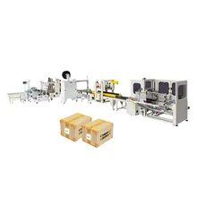 Automatic Carton Box Erector Carton Tape Sealing Packaging Machine with Labeling machine