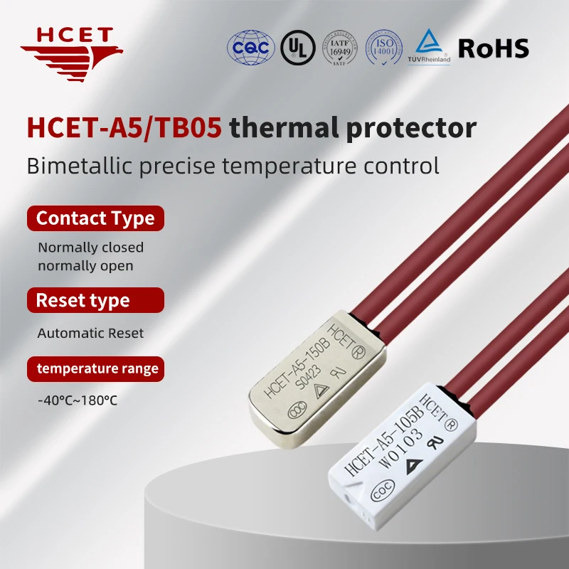 HCET-A Series TB05 KSD9700 Bimetal Thermal Switch Electric Power Motor Thermal Protectors Temperature Switch for Battery Pack